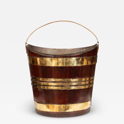 Regency Mahogany And Brass Bound Peat Bucket