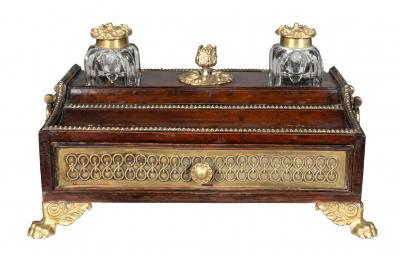 Regency Mahogany And Brass Inkstand