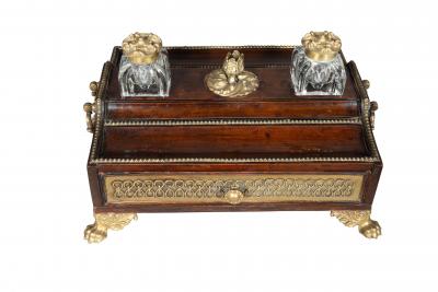 Regency Mahogany And Brass Inkstand