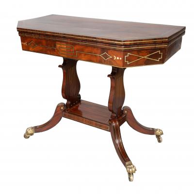 Regency Mahogany And Brass Inlaid Card Table