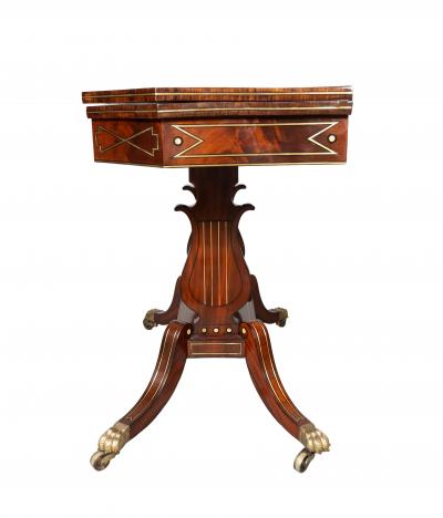Regency Mahogany And Brass Inlaid Card Table