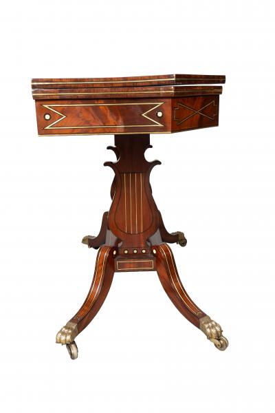 Regency Mahogany And Brass Inlaid Card Table