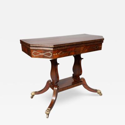 Regency Mahogany And Brass Inlaid Card Table
