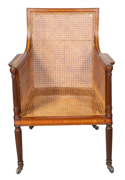 Regency Mahogany And Satinwood Caned Armchair
