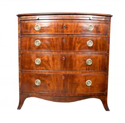 Regency Mahogany Bachelors Bowfront Chest Of Drawers