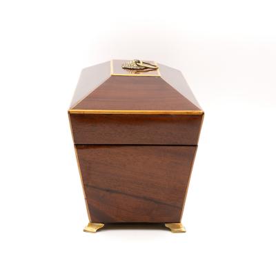 Regency Mahogany Box with Satinwood Edging and Brass Basket Pull