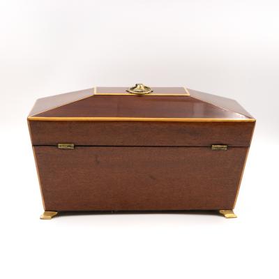 Regency Mahogany Box with Satinwood Edging and Brass Basket Pull
