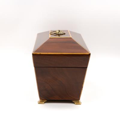 Regency Mahogany Box with Satinwood Edging and Brass Basket Pull