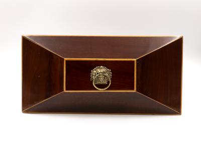 Regency Mahogany Box with Satinwood Edging and Brass Basket Pull