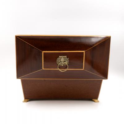 Regency Mahogany Box with Satinwood Edging and Brass Basket Pull
