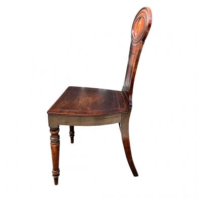 Regency Mahogany Hall Chair with Armorial Crest