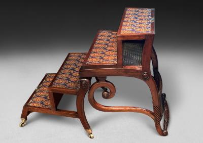 Regency Mahogany Metamorphic Library Armchair Steps