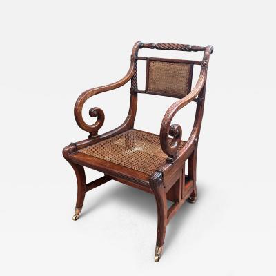 Regency Mahogany Metamorphic Library Armchair Steps