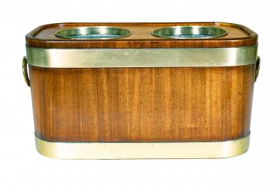 Regency Mahogany and Brass Campaign Double Wine Cooler