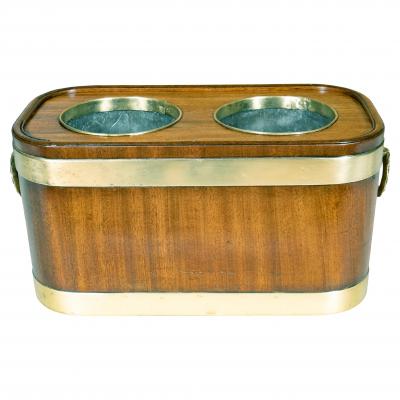 Regency Mahogany and Brass Campaign Double Wine Cooler