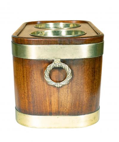 Regency Mahogany and Brass Campaign Double Wine Cooler