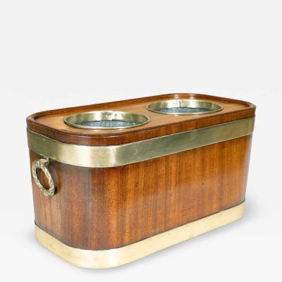 Regency Mahogany and Brass Campaign Double Wine Cooler