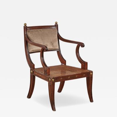 Regency Mahogany and Ebonized Klismos Armchair
