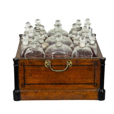 Regency Mahogany and Ebony Inlaid Bottle Caddy
