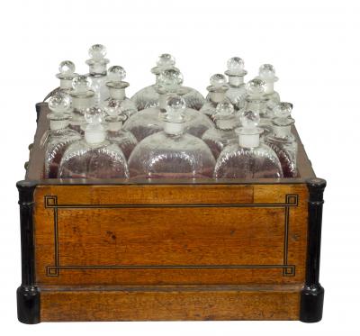 Regency Mahogany and Ebony Inlaid Bottle Caddy