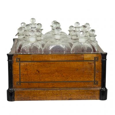 Regency Mahogany and Ebony Inlaid Bottle Caddy
