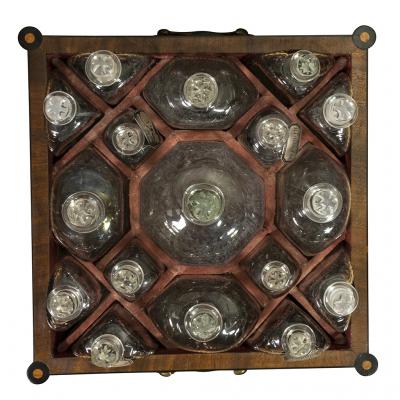 Regency Mahogany and Ebony Inlaid Bottle Caddy