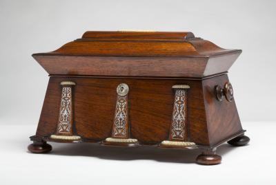Regency Mother of Pearl Inlaid Rosewood Tea Chest