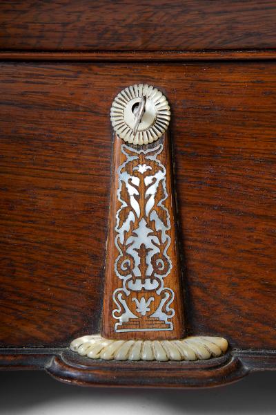 Regency Mother of Pearl Inlaid Rosewood Tea Chest