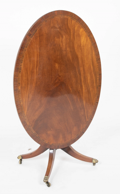 Regency Oval Triple Banded Mahogany Tilt Top Breakfast Table