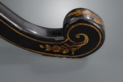 Regency Period Black Painted and Gilt Decorated X Frame Stool