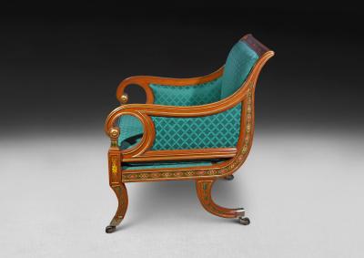 Regency Period Decorated Gilt Library Chair