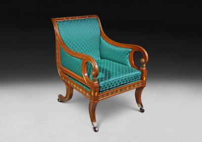 Regency Period Decorated Gilt Library Chair