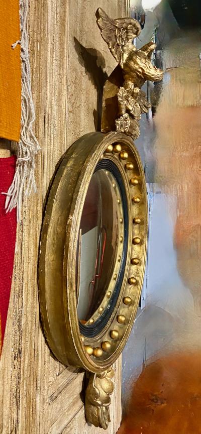 Regency Period Giltwood Convex Eagle Mirror c 1820 1825 England