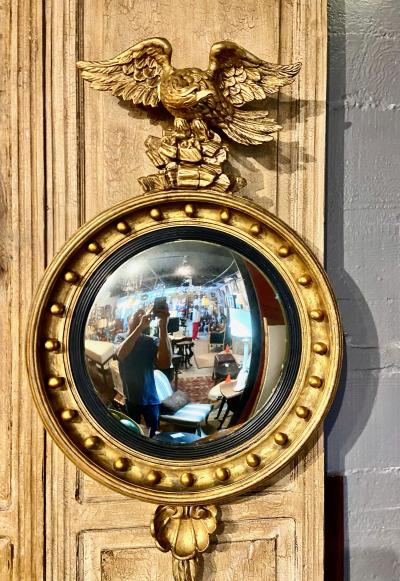 Regency Period Giltwood Convex Eagle Mirror c 1820 1825 England
