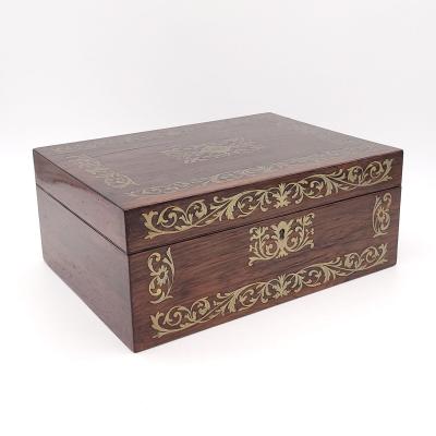 Regency Period Rosewood Brass Inlaid Workbox England circa 1820