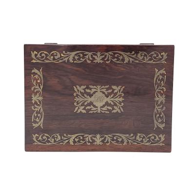 Regency Period Rosewood Brass Inlaid Workbox England circa 1820