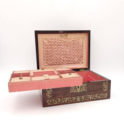 Regency Period Rosewood Brass Inlaid Workbox England circa 1820