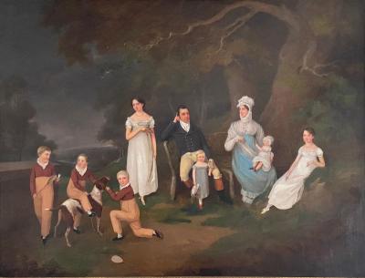 Regency Portrait A Squire And His Family Oil on Canvas
