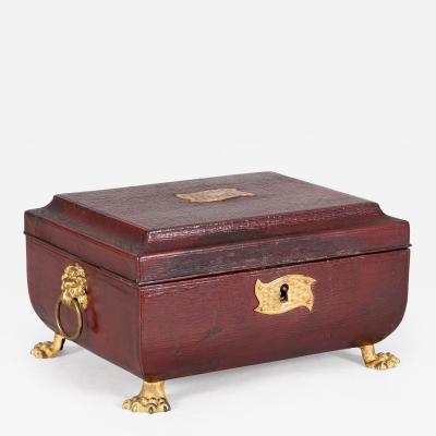 Regency Red Morocco Leather Sewing Box