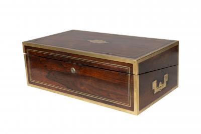 Regency Rosewood And Brass Campaign Traveling Desk Box
