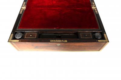 Regency Rosewood And Brass Campaign Traveling Desk Box