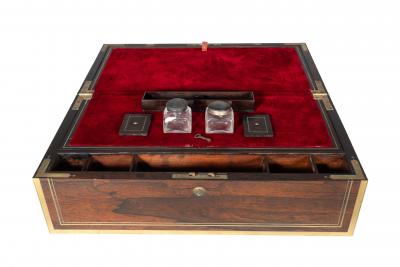 Regency Rosewood And Brass Campaign Traveling Desk Box