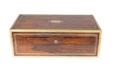 Regency Rosewood And Brass Campaign Traveling Desk Box