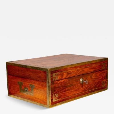 Regency Rosewood And Brass Inlaid Campaign Dressing Box