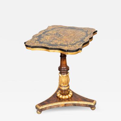 Regency Rosewood And Chinoiserie Side Table Adapted From A Pole Screen