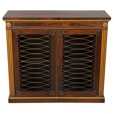 Regency Rosewood Brass Inlaid and Gilded Credenza