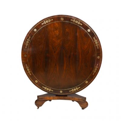 Regency Rosewood and Brass Inlaid Center Table
