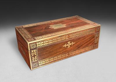 Regency Rosewood and Brass Inlaid correspondence box
