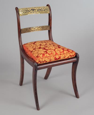 Regency Simulated Rosewood Brass Side Chair