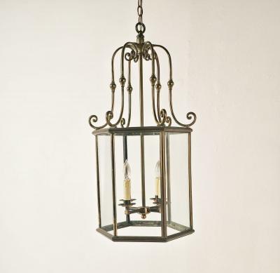 Regency Style Brass Glass Lantern circa 1900